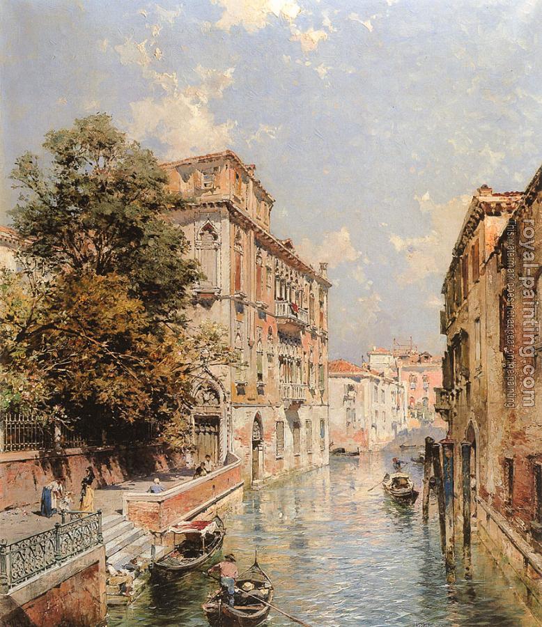 Franz Richard Unterberger : A View in Venice Rio S Marina